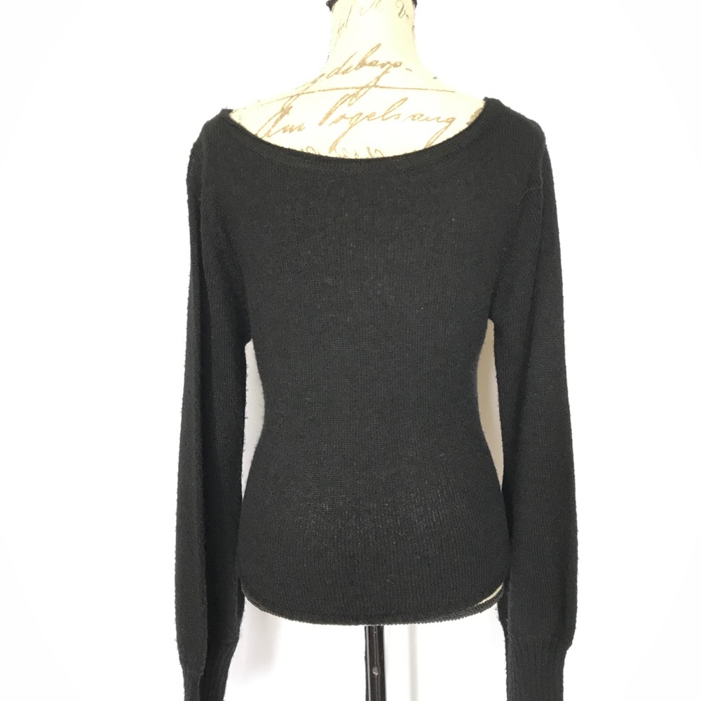 ART- black sweater with front or back waist ties - Picture 6 of 12